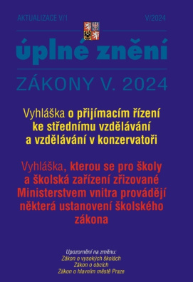 Aktualizace V/1 / 2024 - Vyhláška o přijímacím řízení ke vzdělávání