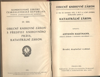 Obecný knihovní zákon a předpisy knihovního práva, katastrální zákon