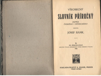 Všeobecný slovník příručný jazyka českého i německého II.díl německo-český