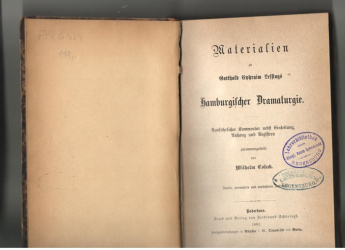 Materialien zu Gotthold Ephraim Lessing Hamburgisscher Dramaturgie